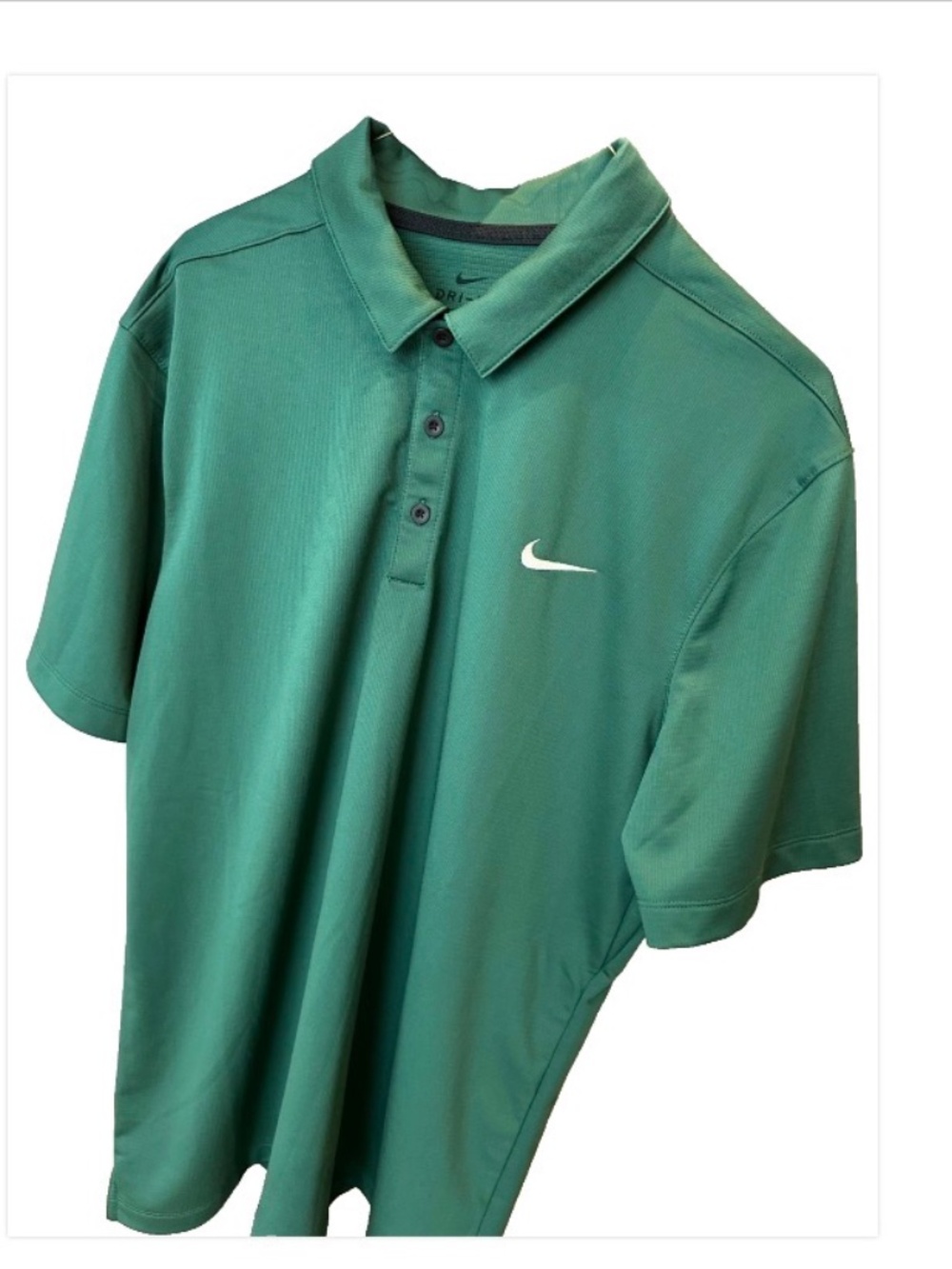 NIKE Men’s LARGE Dri-Fit Solid Varsity Green Polo Like NEW